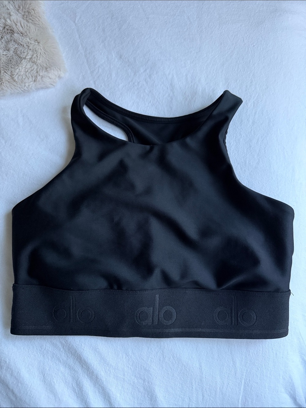 ALO Yoga Black High-Neck Racerback Sports Bra
